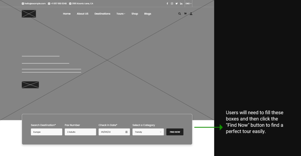 Digital Wireframes for Travel Agency Website by Rifat Mehedi